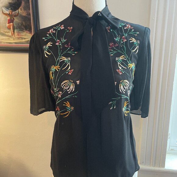 Little Moon - XXS Black Embrodered Shirt - Picture 1 of 5
